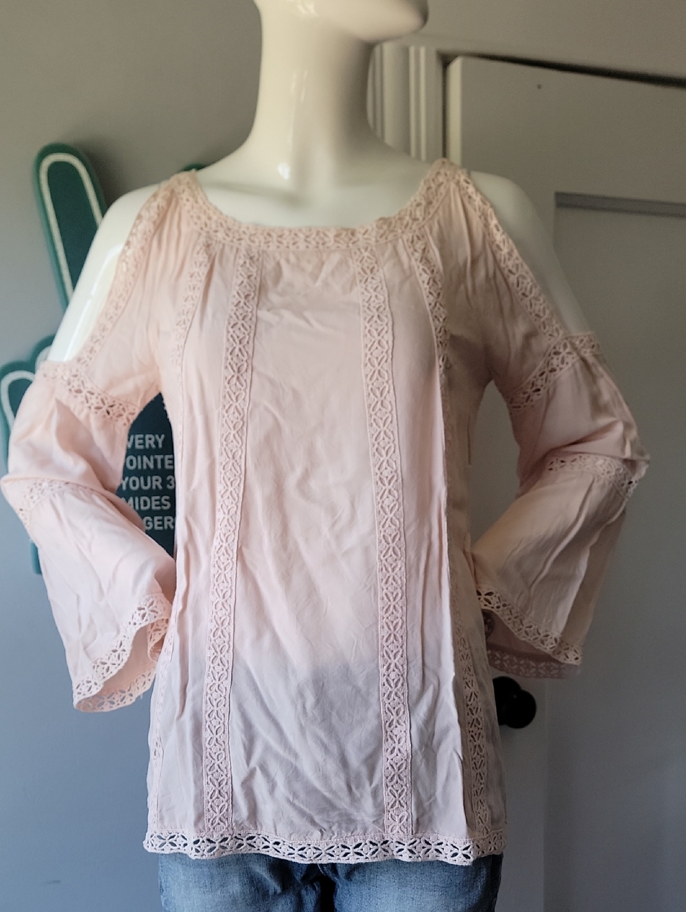 Luna Moon Pink Crochet Detail Top